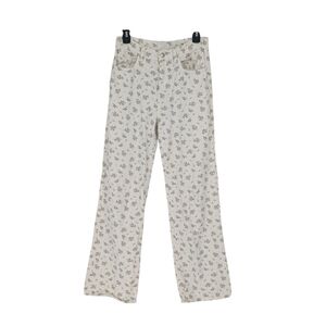 H&M Floral Wide Leg Denim Jeans White Purple 4 bohemian cottagecore 90s y2k